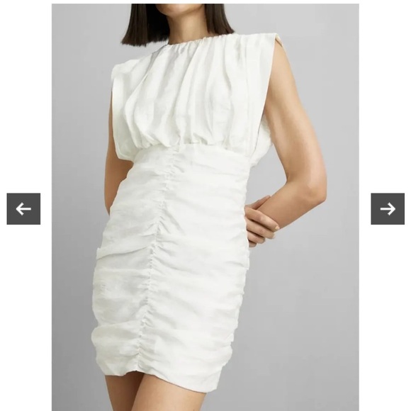 Sandro linen viscose blend ruched mini dress - Picture 1 of 15
